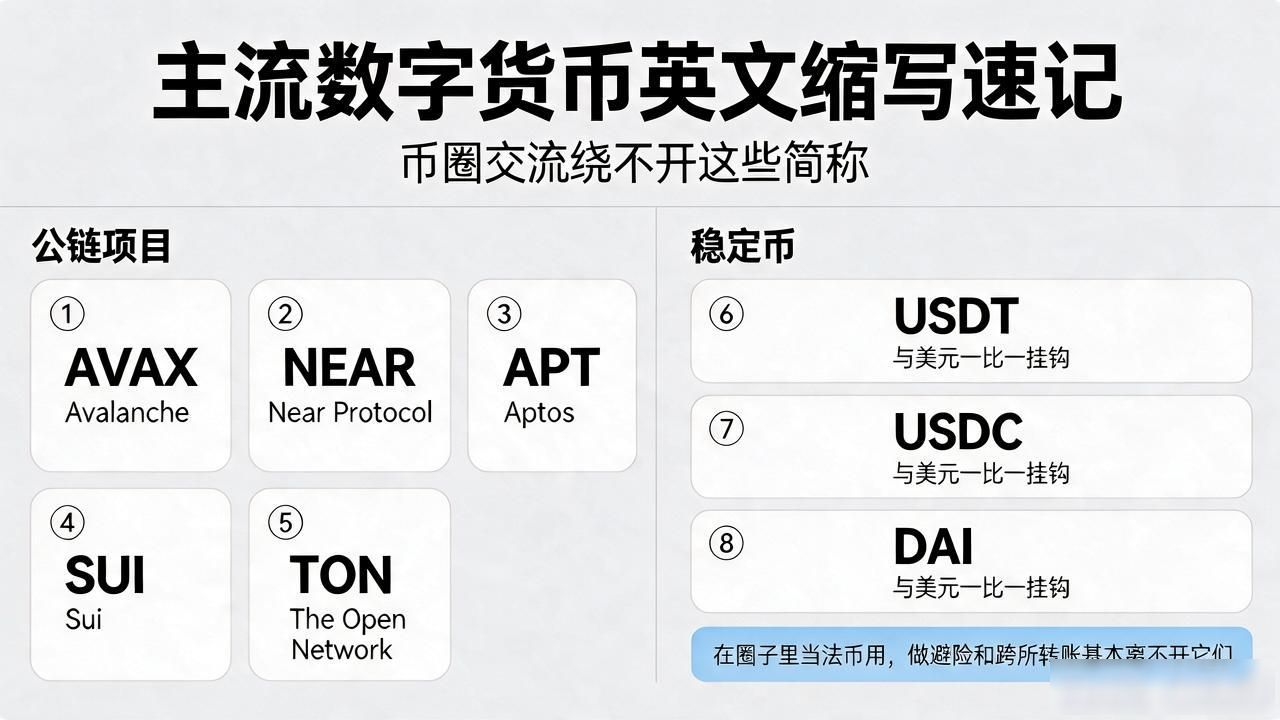 数字货币英文缩写大全_目前数字货币英文缩写_币圈常用字母组合含义解析