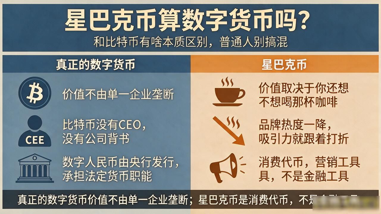 星巴克币与数字货币的区别_数字货币和星巴克币_企业消费积分与去中心化货币差异
